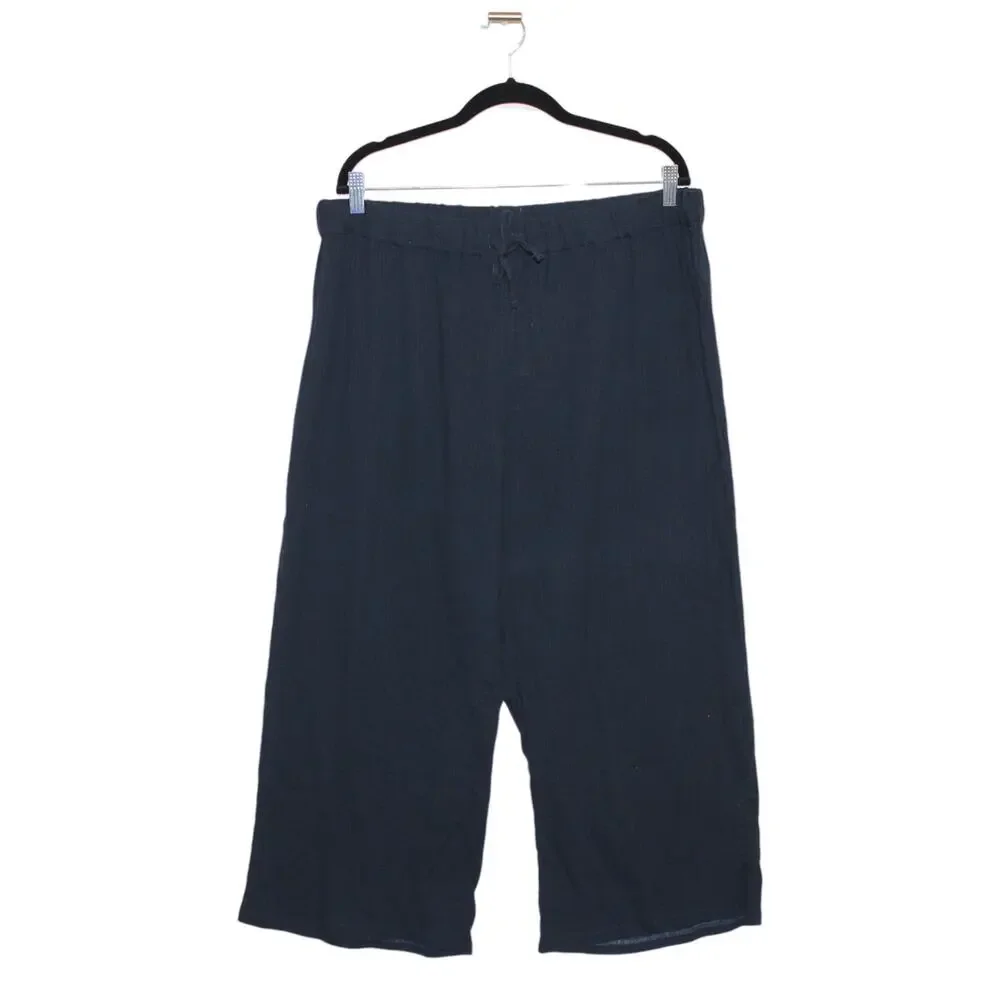 J. Crew 100% Cotton Cropped Pants Size XL Navy Blue NWT